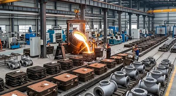 Foundry and casting process with molten metal